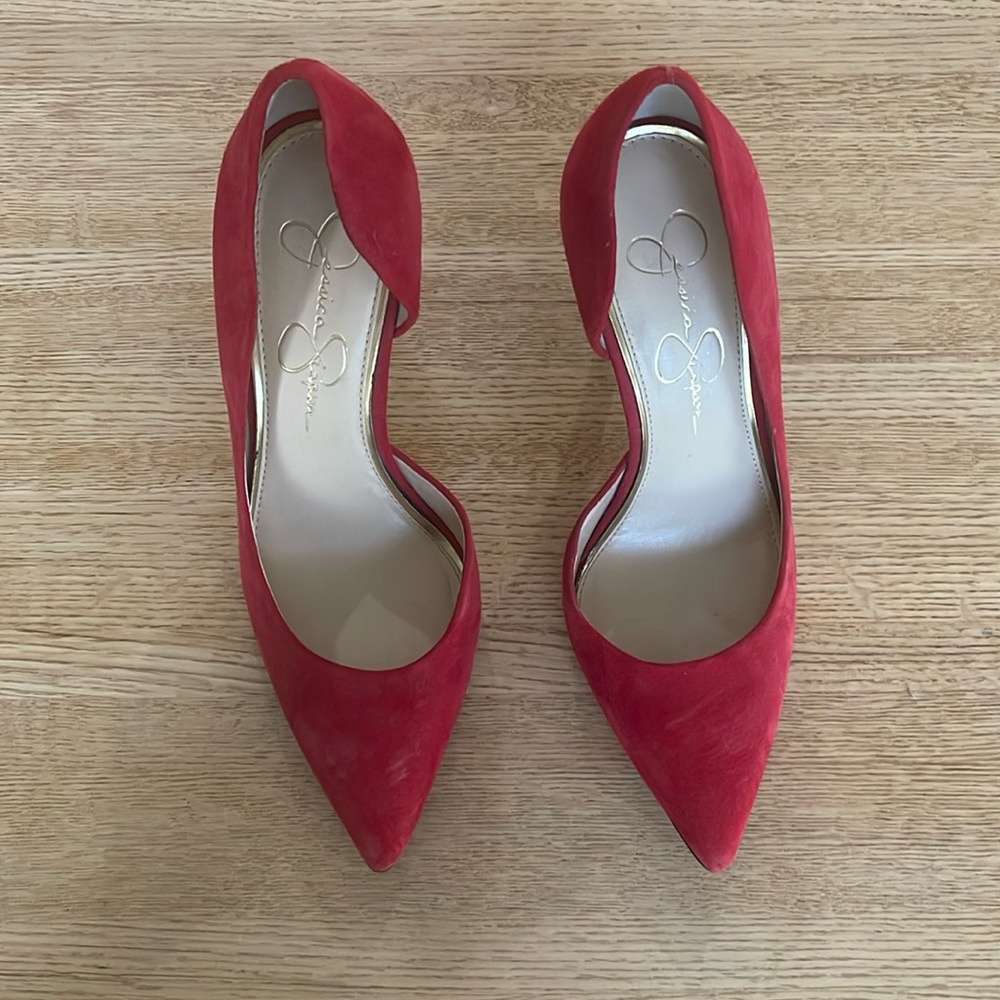 Jessica Simpson suede red heels
